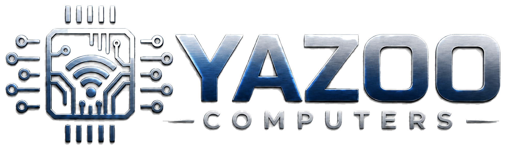 Yazoo Computers metallic navy logo